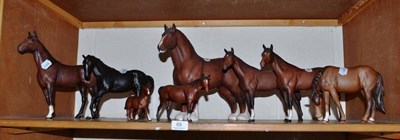 Lot 89 - Seven matt Beswick horses and a foal