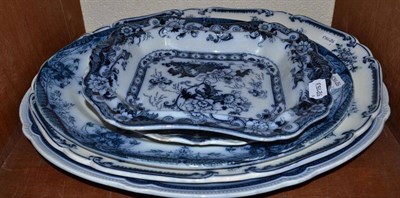 Lot 93 - Blue and white pottery meat plates etc