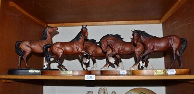 Lot 100 - Five matt Beswick 'Spirit' series horses on plinths