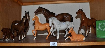 Lot 104 - Six Beswick horses and two foals