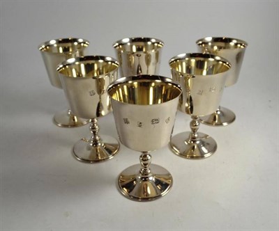 Lot 114 - A set of six silver wine cups, Birmingham, 1950