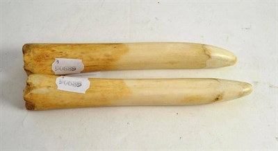 Lot 128 - A pair of carved bones of phallic form