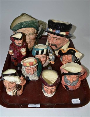 Lot 137 - Two large Doulton character jugs and seven smaller examples