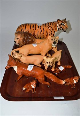 Lot 139 - Beswick including tiger, four lions and four foxes