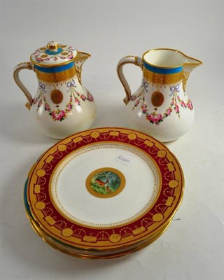 Lot 140 - Pair of Minton jugs and four assorted cabinet plates