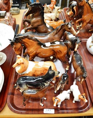Lot 141 - Beswick including rearing Welsh cob, Arab horse, three other horses, two foals and four dogs