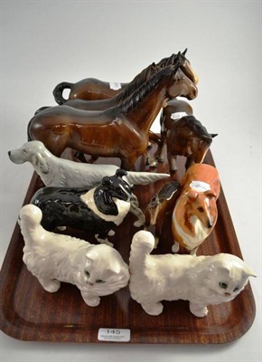 Lot 145 - Beswick including four horses and a foal, three dogs and two Persian cats