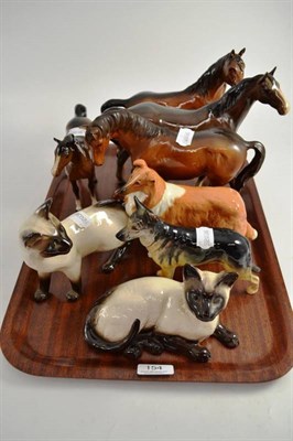 Lot 154 - Beswick including Arab horse and three others, two dogs and two Siamese cats