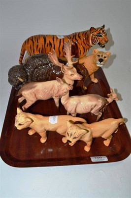 Lot 156 - Beswick including tiger, three lions, bison (a.f.) and three deer