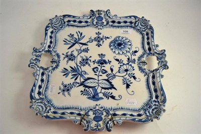 Lot 168 - A Meissen second quality twin handled square tray, 40cm wide