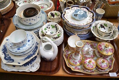 Lot 170 - Two trays of decorative ceramics including Royal Copenhagen, Meissen, dressing table set, tea...