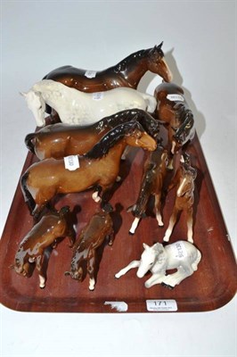 Lot 171 - Beswick New Forest pony, four Beswick horses and five foals