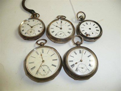 Lot 185 - Five silver pocket watches