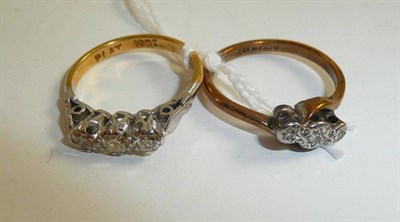 Lot 199 - Two diamond three stone rings