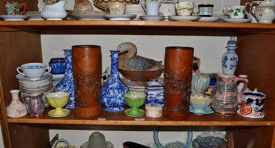 Lot 224 - Quantity of mixed china, tea wares, blue and white, Maling sundae dishes, etc