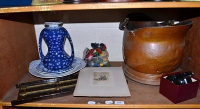 Lot 228 - A copper coal bucket, Matchbox and Dinky toys, etc