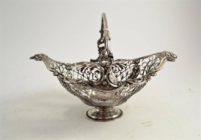 Lot 245 - An oval silver basket with swing handle