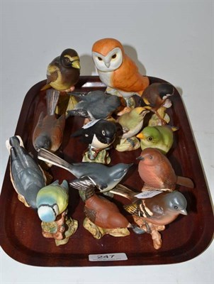 Lot 247 - A collection of matt Beswick birds including Evening Grosbeak (14)