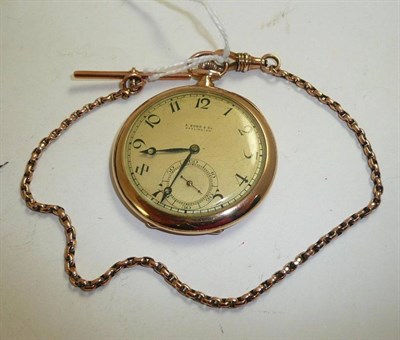Lot 279 - A 9ct gold open faced pocket watch, retailed by R Bond and Co. Darlington, case stamped Rolex,...