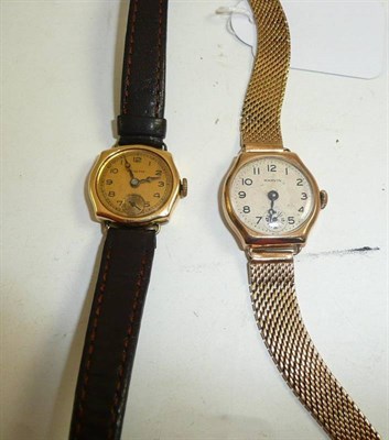 Lot 283 - A 9ct gold lady's wristwatch signed Marvin and a lady's Zenith wristwatch with case stamped 18k