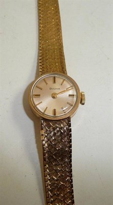 Lot 289 - A 9ct gold lady's wristwatch signed Bulova