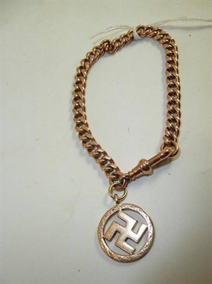 Lot 301 - A half albert bracelet with 9ct gold Swastika charm