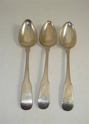 Lot 305 - Three silver serving spoons, Edinburgh probably 1817, maker's mark GF