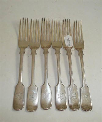 Lot 307 - Set of six silver table forks