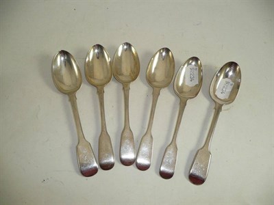 Lot 310 - Set of four silver dessert spoons and two silver dessert spoons