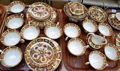 Lot 323 - A Royal Crown Derby twelve piece tea set comprising tea cups, saucers and tea plates, a sugar...