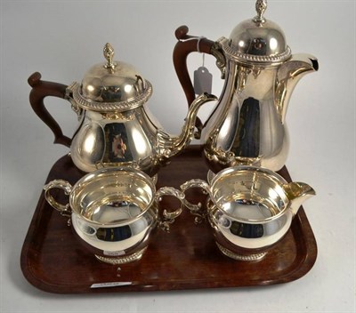 Lot 329 - Four piece silver teaset