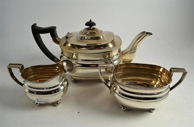 Lot 334 - Three piece silver teaset