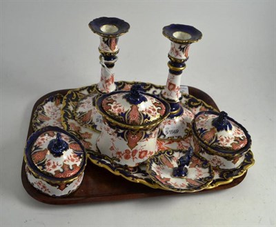 Lot 335 - A Royal Crown Derby eight piece dressing table set (a.f.)