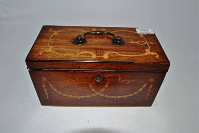 Lot 353 - An early 19th century tea caddy with marquetry swag inlay and carry handle