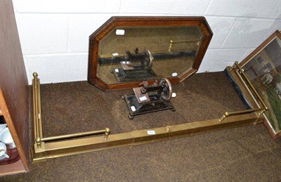 Lot 369 - A miniature hand-operated sewing machine and accessories, an oak-framed mirror and an extending...