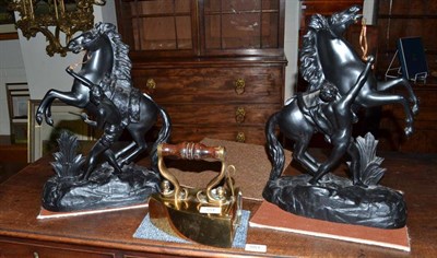 Lot 384 - A Victorian iron and a pair of spelter Marley horses