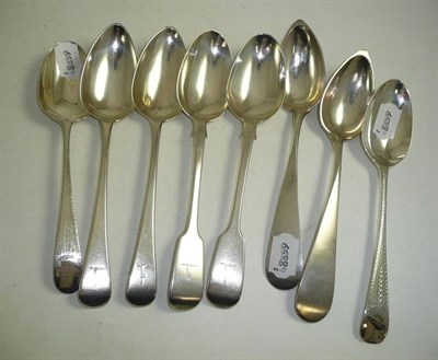 Lot 398 - A collection of 18th and 19th century silver including a pair of fiddle pattern tablespoons,...