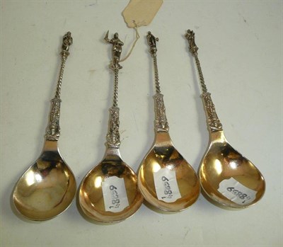 Lot 408 - A set of four Continental silver Apostle spoons, probably Dutch