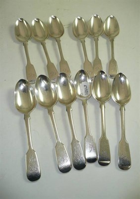 Lot 414 - Twelve silver dessert spoons