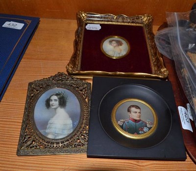 Lot 431 - Three decorative portrait miniatures