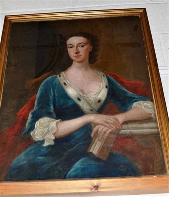 Lot 483 - Style of William Aikman, portrait of a lady wearing a blue dress, 90cm x 70cm