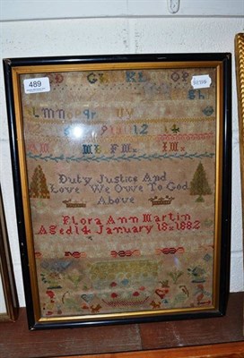 Lot 489 - Framed woolwork sampler