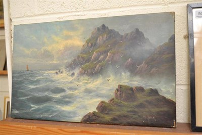 Lot 503 - M C Hider, 19th/20th century unframed oil on canvas seascape