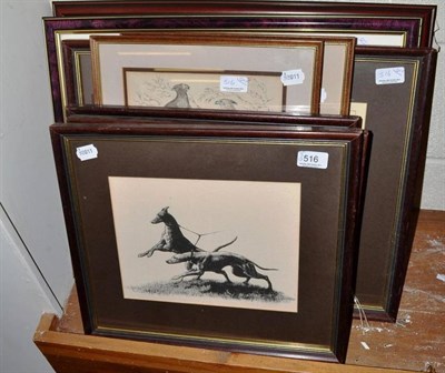 Lot 516 - A quantity of decorative pictures and prints including four signed greyhound prints, four...