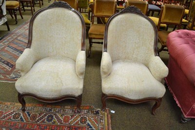 Lot 599 - Pair of carved show frame 19th century armchairs