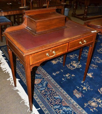 Lot 613 - Edwardian inlaid mahogany writing desk with stationery compartment