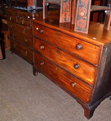 Lot 638 - A Victorian mahogany three drawer chest, fitted knob handles and raised on bracket feet,...