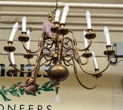 Lot 672 - A brass chandelier