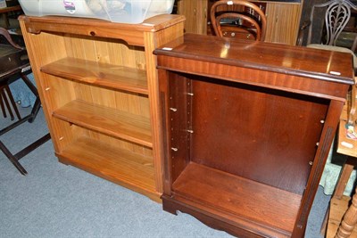 Lot 747 - Two pine and mahogany dwarf bookcases