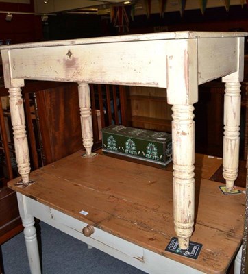 Lot 761 - A pale yellow painted pine table with box top